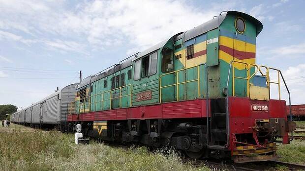 The train containing the bodies of passengers of the crashed Malaysia Airlines plane. Picture: REUTERS