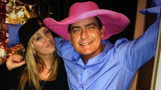 No longer so happy ... Charlie Sheen and fiance Brett Rossi. Picture: Twitter/@charliesheen