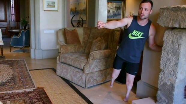 Re-enactment: Oscar Pistorius details the night that he shot his girlfriend Reeva Steenkamp. Photo: Sunday Night/Channel Seven