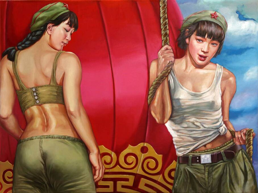 Hu Ming's work is Influenced by Red Army propaganda images and Michaelangelo’s work. Picture: KIRK GILMOUR
