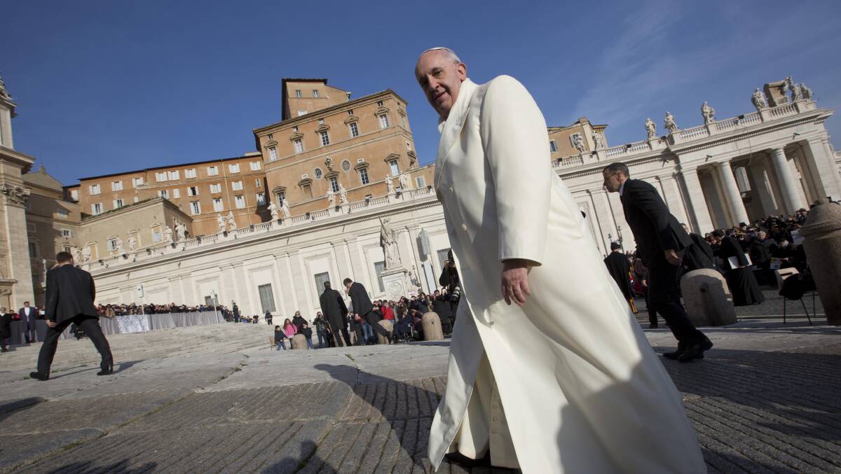 Pop Francis at the Vatican. Picture: AP