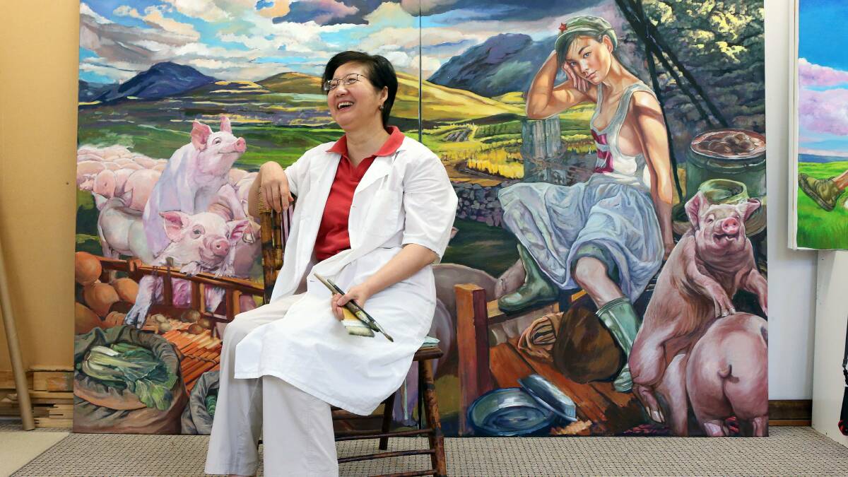 Artist Hu Ming has made her name with vivid oil paintings.  Picture: KIRK GILMOUR