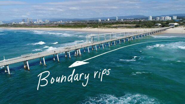 An image from the Jason Markland documentary on rip currents shows a typical boundary rip. Photo: Supplied
