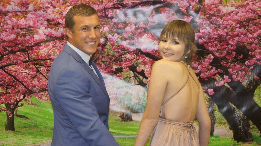 Newcastle Knights player Trent Hodkinson with Hannah Rye at the Kurri Kurri High School formal. Picture: Sarah Blanch Photography