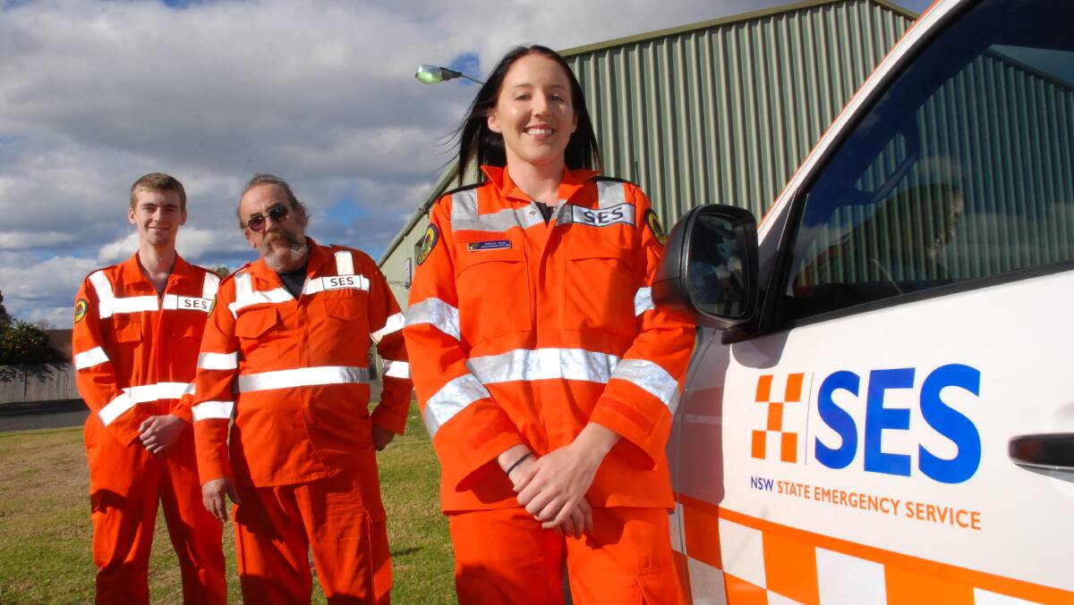 Shellharbour City State Emergency Service (SES) unit at Albion Park Tom Nicolls, Dirk Littooy and Kristy Chie. Picture Eliza Winkler