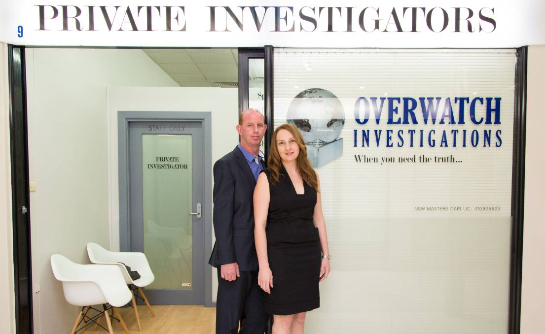 Steve Patterson and Nataly Petrovic at Wollongong private eye business Overwatch Investigations.