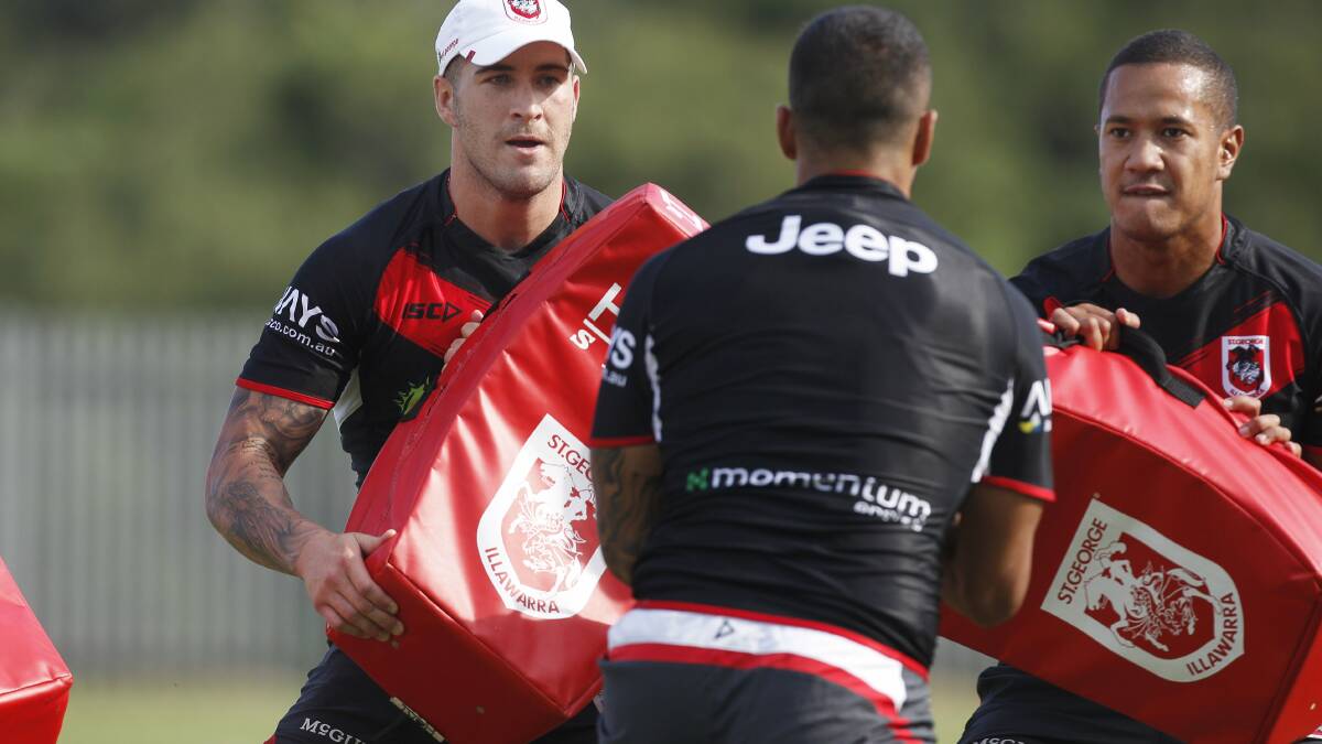 Joel Thompson concentrates on playing his part at Dragons training this week.  Picture: CHRISTOPHER CHAN
