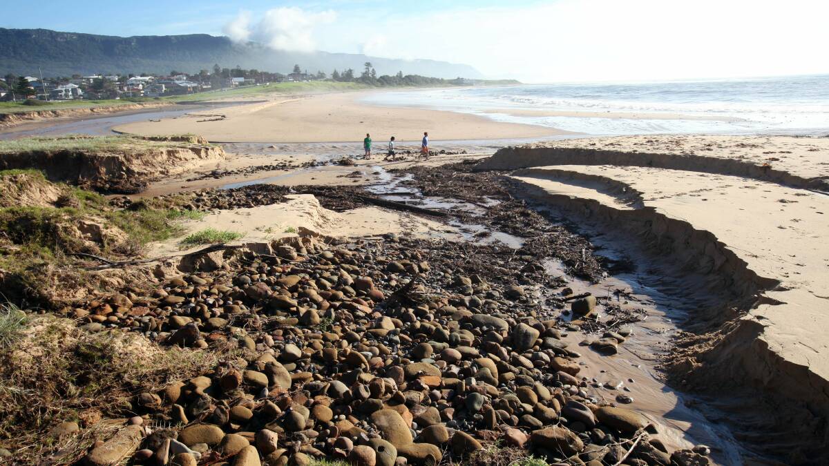 Storm damage between Sandon Point and Bulli Beach on March 25. Picture: KIRK GILMOUR