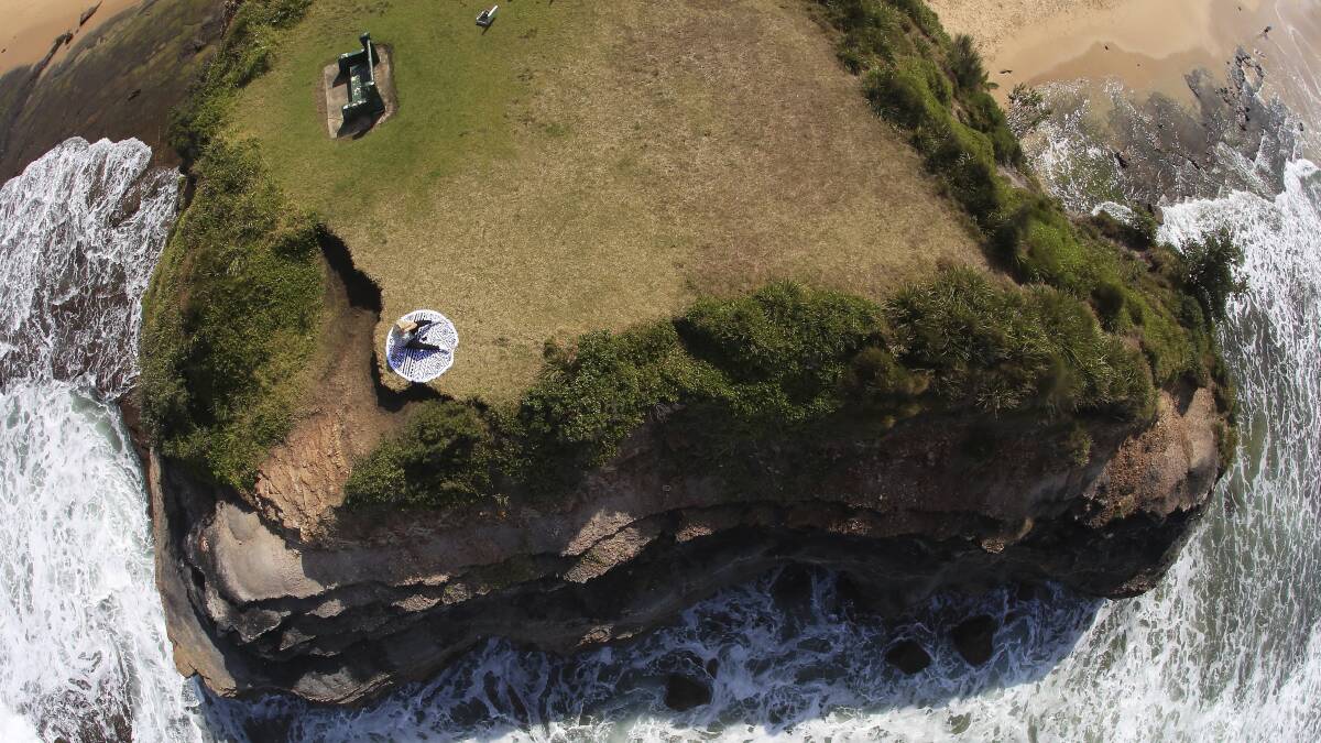 The drone's image of Austinmer headland. Picture: STEPHEN MARLEY