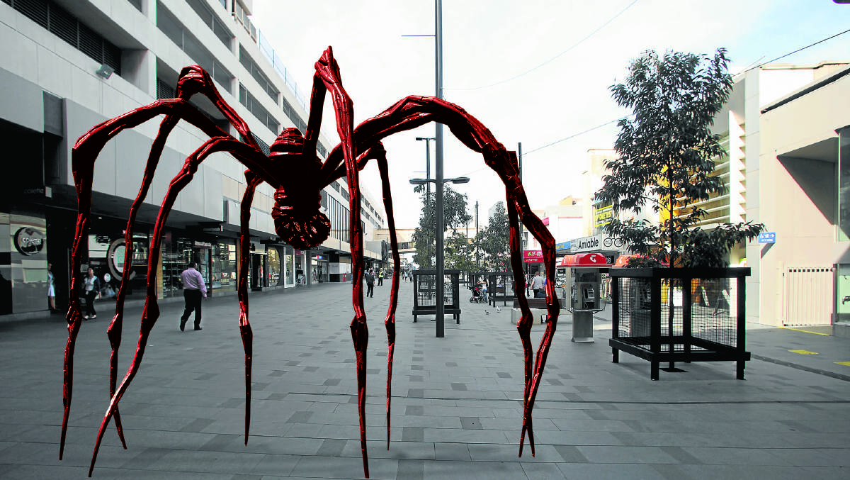 Crown Street Mall could be invaded by sculptures of spiders. Picture digitally altered
