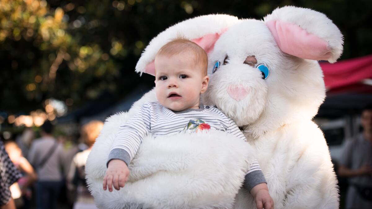 Tate Clauscen was right at home with the Easter Bunny.