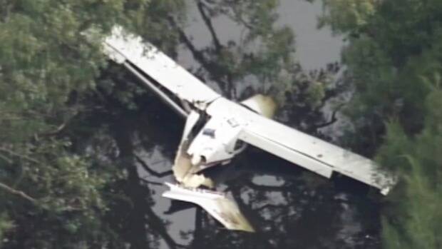 The private plane that was forced to land in Sydney's south-west. Picture: CHANNEL SEVEN