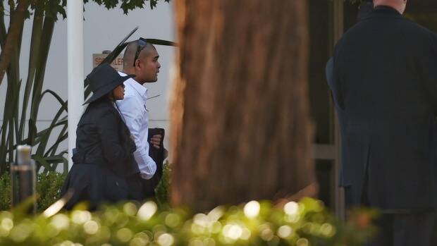 Michael Chan arrives for his brother Andrew Chan's funeral service. Picture: BRENDAN ESPOSITO