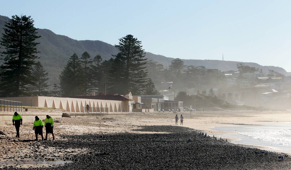 Stones washing up on the southern end of Thirroul beach this week have drawn comparisons with the delights of Italy’s Amalfi Coast. Picture: KIRK GILMOUR