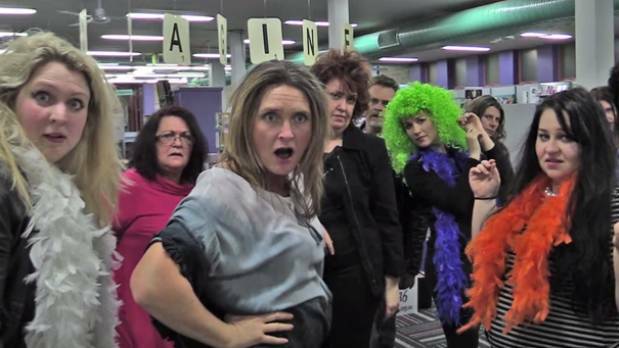 Change of Image: The Nowra Library team work their magic for a video that is proving a  YouTube sensation.