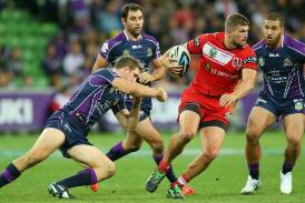 Dragons back-rower Will Matthews in action against the Storm on Monday night. Picture: GETTY IMAGES
