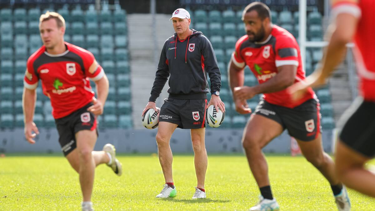Dragons coach Paul McGregor watches over his players at training. Picture: CHRISTOPHER CHAN