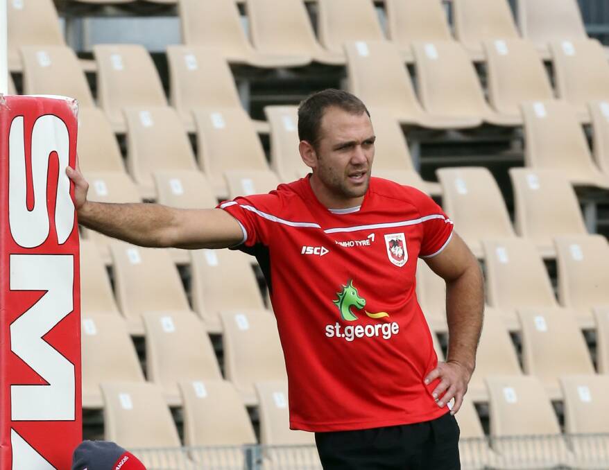 Dragons winger Jason Nightingale sits out training. Picture: ROBERT PEET
