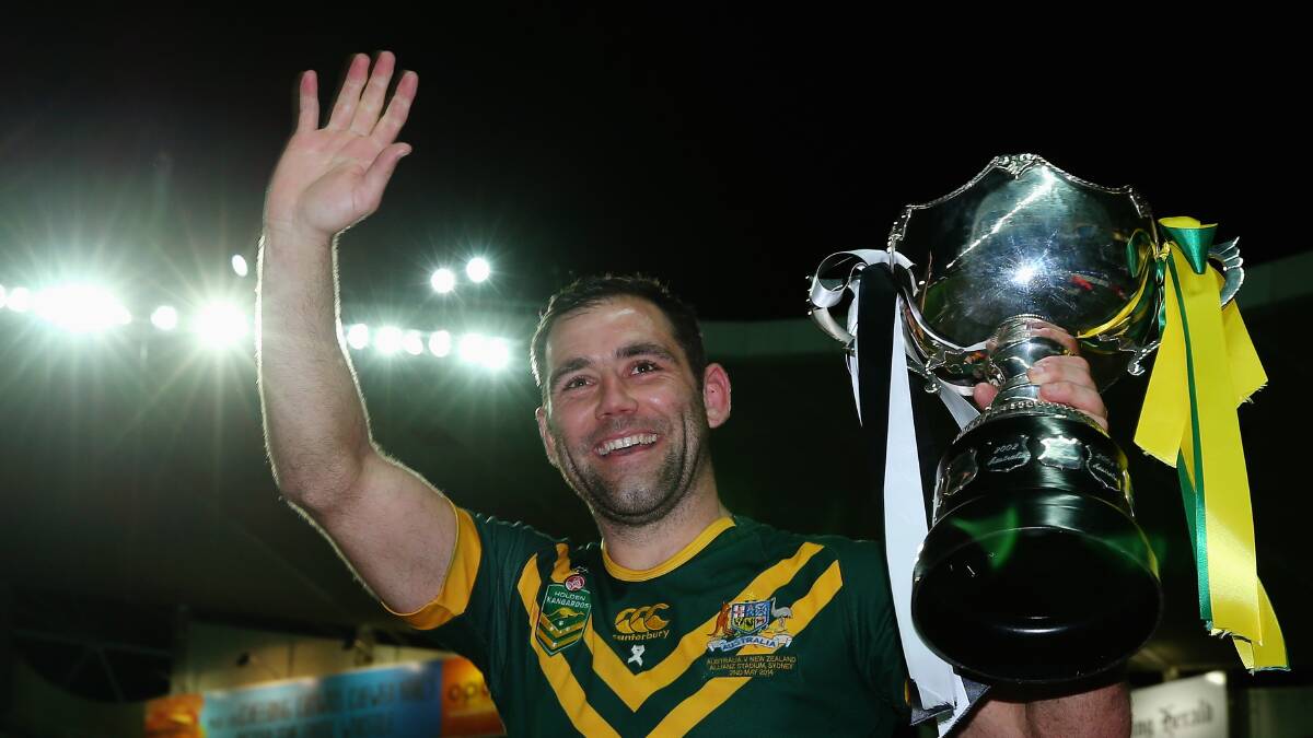 Kangaroos captain Cameron Smith celebrates victory over New Zealand. Picture: GETTY IMAGES
