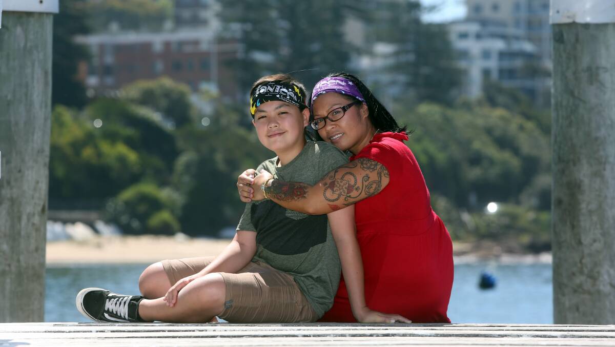 Jennifer Gifford with her son Nikolas Murdoch, who is supporting  National Bandanna Day. Picture: ROBERT PEET