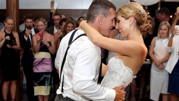 A photo posted on Instagram of Greg Bird dancing with his bride Becky Rochow. Photo: Instagram account: @birdman_013