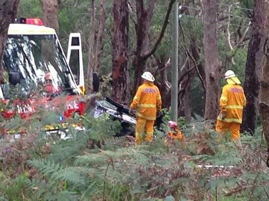 The scene of the accident in the Royal National Park on Lady Wakehurst Drive. Picture: NATASHA WATSON