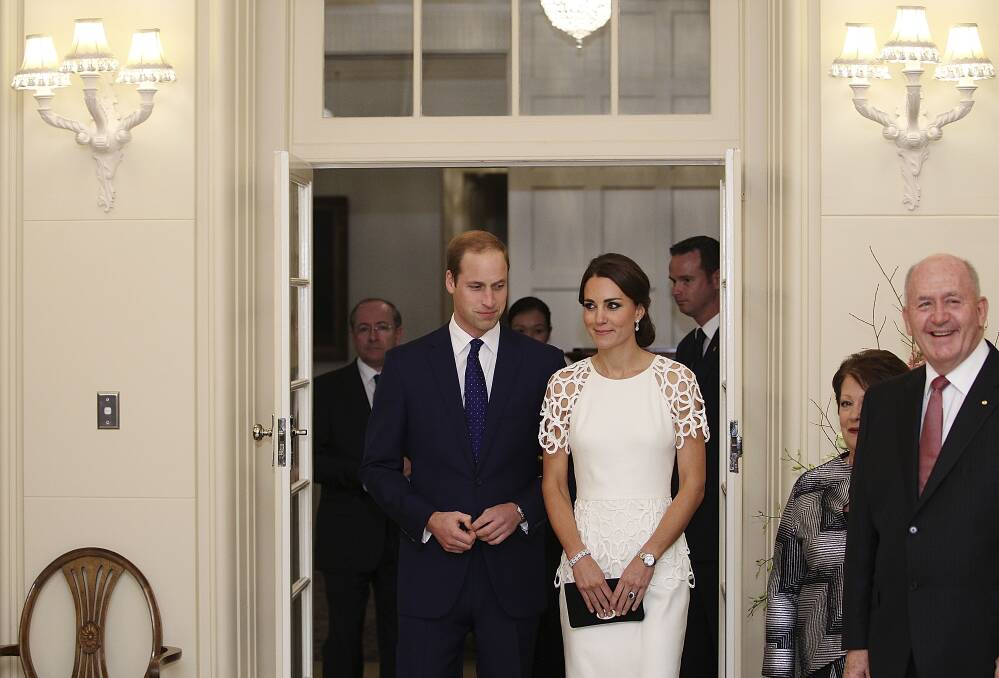 Catherine, Duchess of Cambridge and Prince William, Duke of Cambridge, attend a reception given by the Governor-General and Lady Cosgrove at Government House. Picture: REUTERS