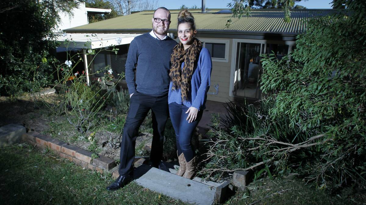 James and Natalie Hofman at the West Wollongong home they bought in March. Picture: ANDY ZAKELI