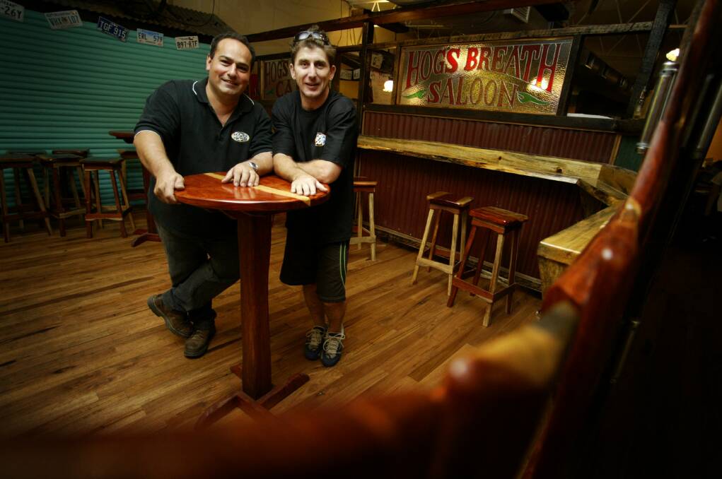 Mark Dalli and Jayson Smith in Hog's Breath Cafe, which opens in east Crown Street, Wollongong.