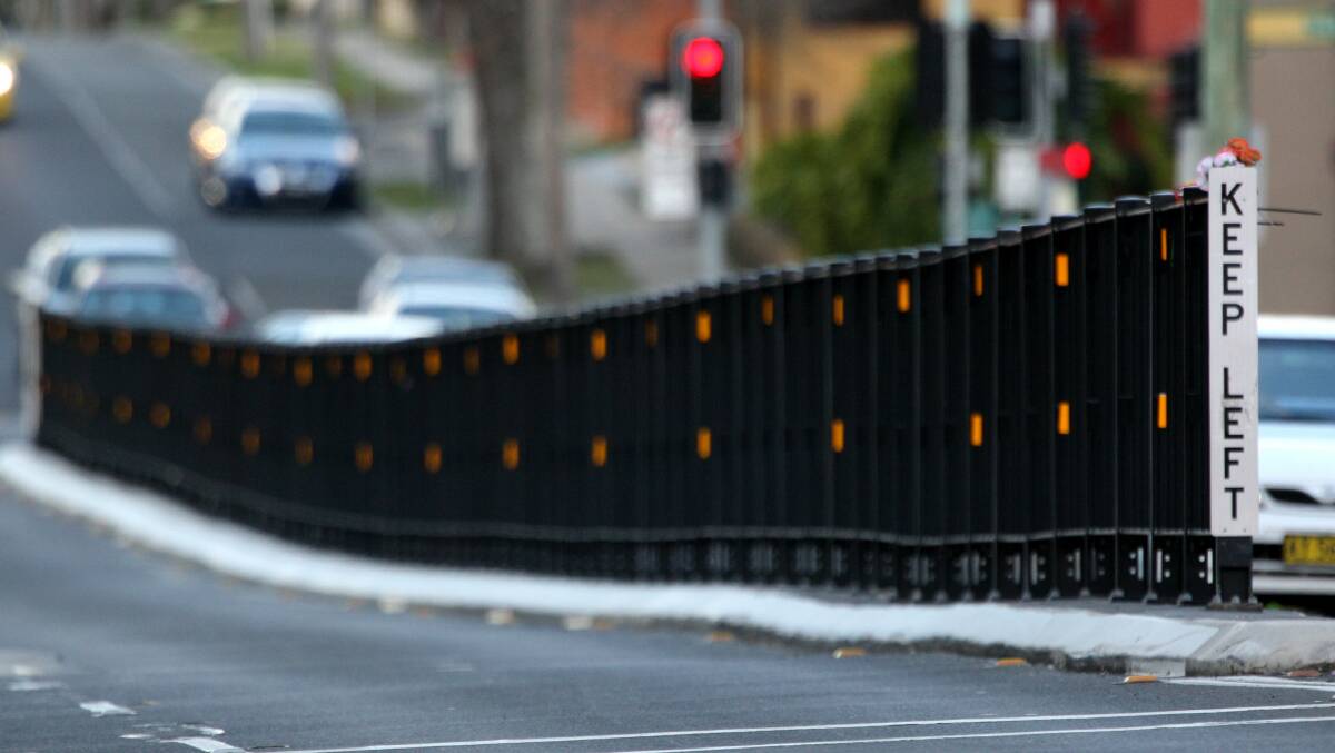 The controversial barrier on Tongarra Rd angered pedestrians and Albion Park business people. 