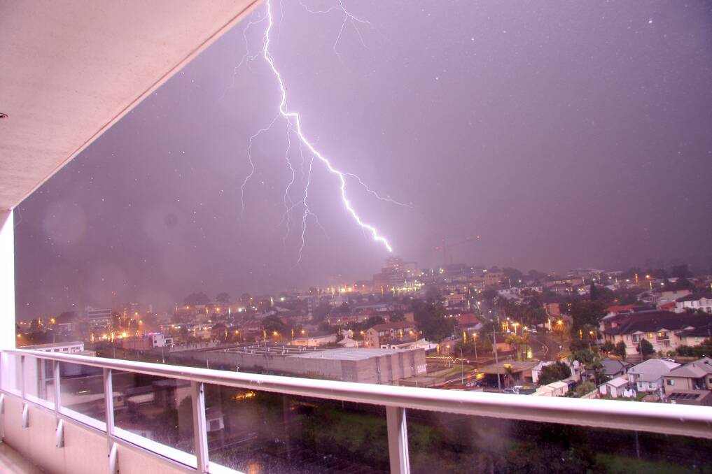 Lightning over Wollongong. Picture: Ian Black