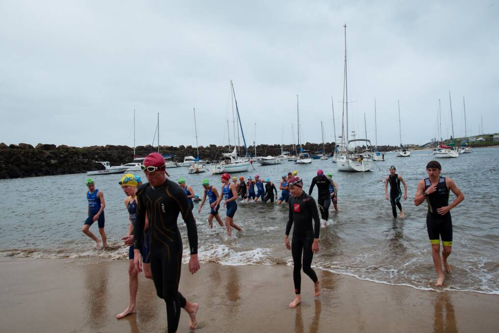 Academy Games' triathlon skills clinic at Wollongong Harbour. Picture: ADAM McLEAN