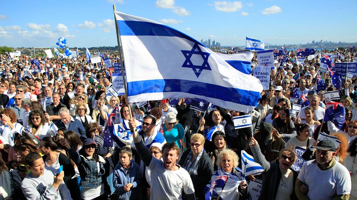 Around 10,000 pro-Israeli supporters gathered to to condemn Hamas in Sydney on Sunday. Picture: GETTY IAMGES
