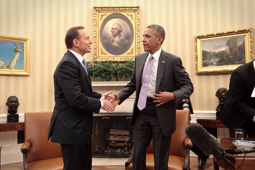 File picture: Prime Minister Tony Abbott and the President of the United States Barack Obama in Washington on June 12. Picture: ANDREW MEARES