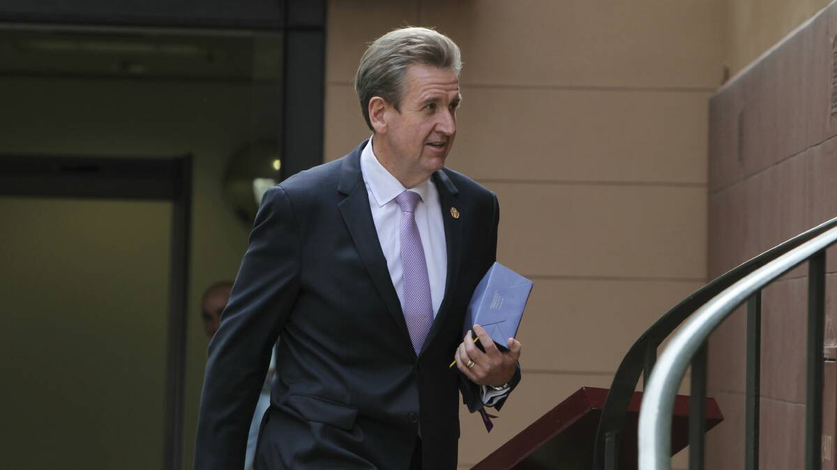 NSW Premier Barry O'Farrell enters state parliament in the wake of his resignation. Picture: Britta Campion