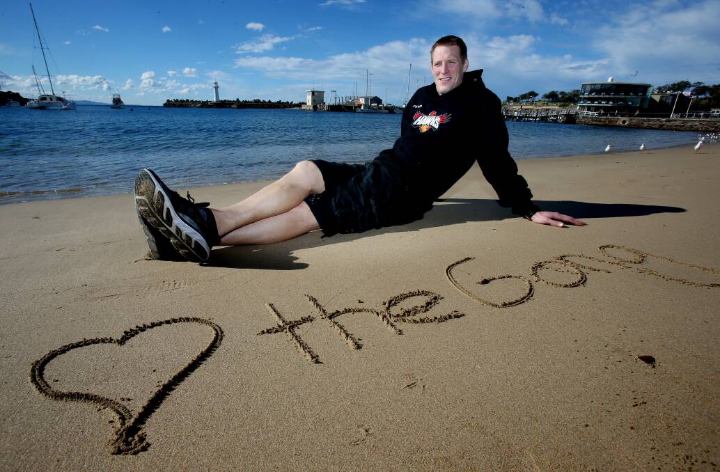 Hawks player Dave Gruber at Wollongong Harbour. Picture: ROBERT PEET