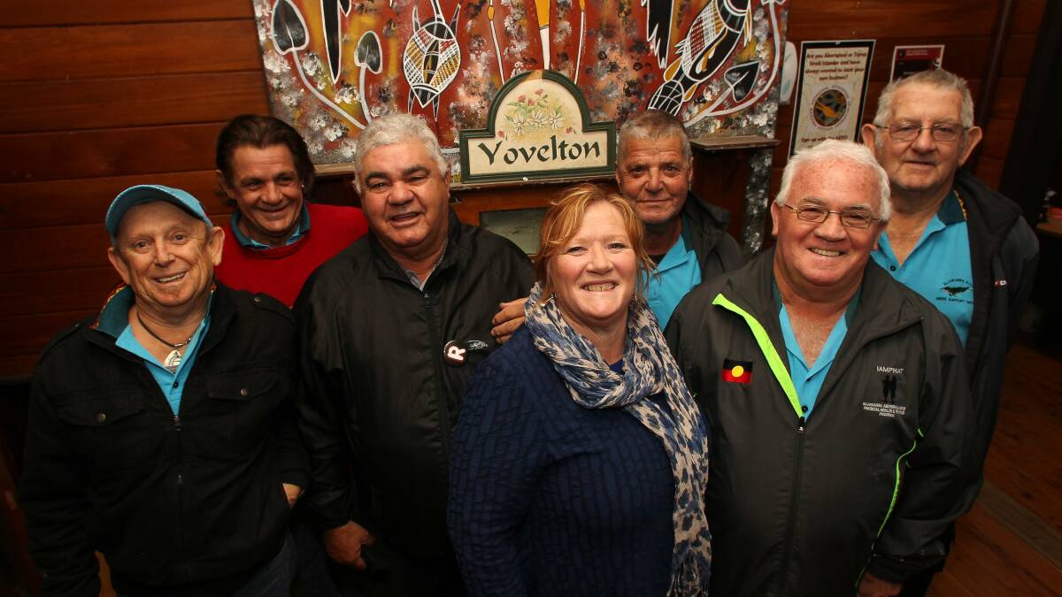 Facelift unveiled: Greg Potts, Brendon Fitzgerald, Uncle Gerald Brown, Marianne Saliba, Stewart Luland, Uncle Brian Green and Herbert Nash. Picture: GREG TOTMAN
