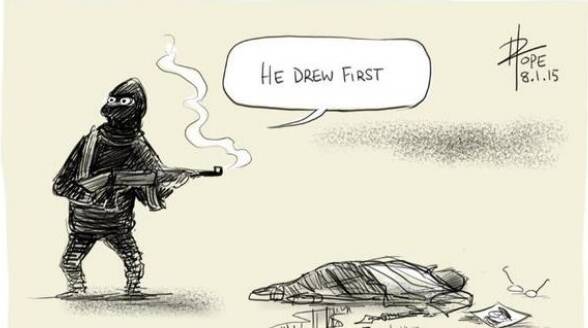 David Pope's cartoon reaction to the Charlie Hebdo attack. Illustration: David Pope