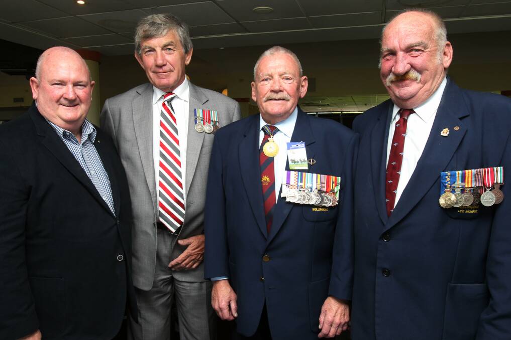 Warwick Hansen, Terry Wetherall, Major-General Hori Howard and Peter Poulton at Kembla Grange.