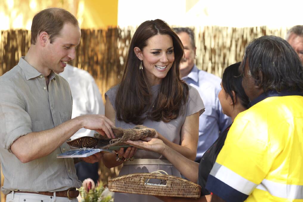 The Duke and Duchess of Cambridge at the National Indigenous Training Academy at Ayers Rock Resort where they presented graduating certificates to hospitality and tourism trainees. Pictures: WOLTER PEETERS