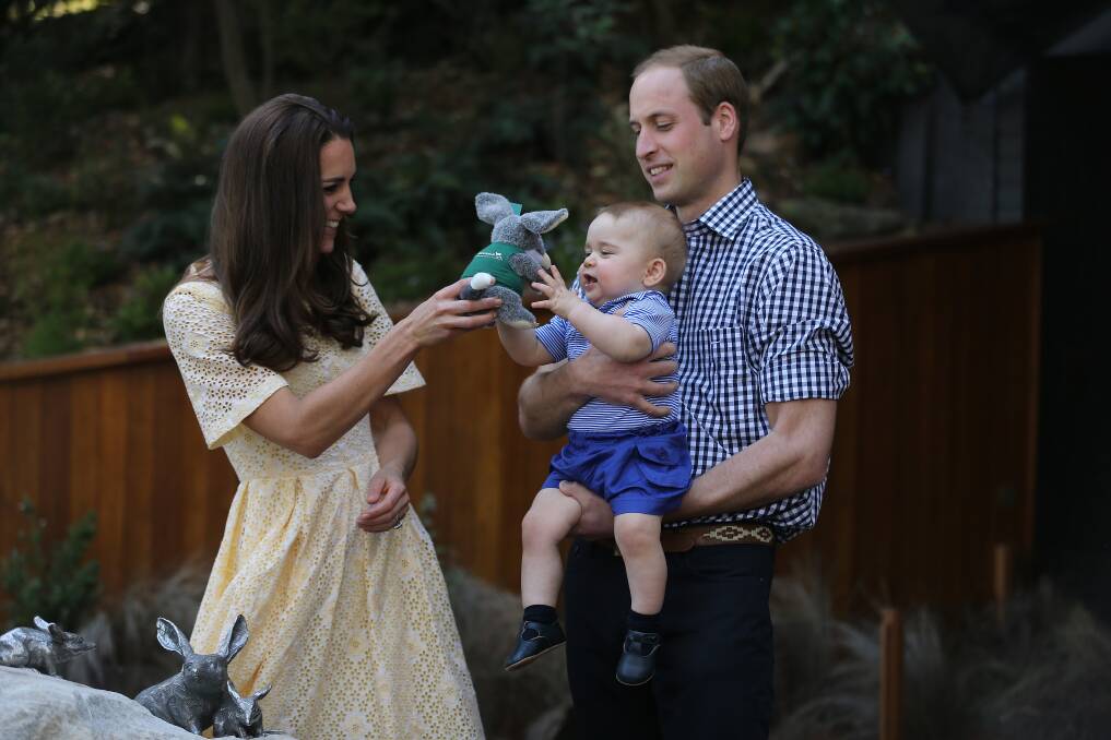 Prince George with the toy bilby given to him as a gift by Tarong Zoo. Picture: KATE GERAGHTY