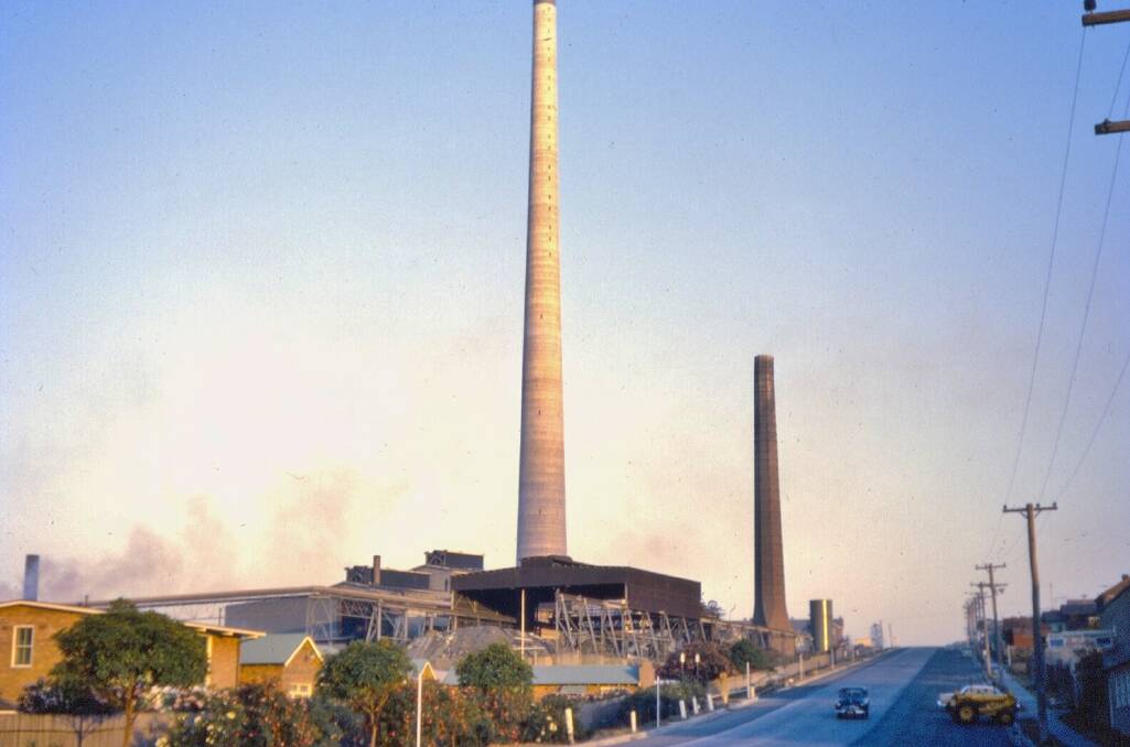 The two stacks as seen from Military Road at Port Kembla Copper in the 1960s. Picture: NOEL MURRAY