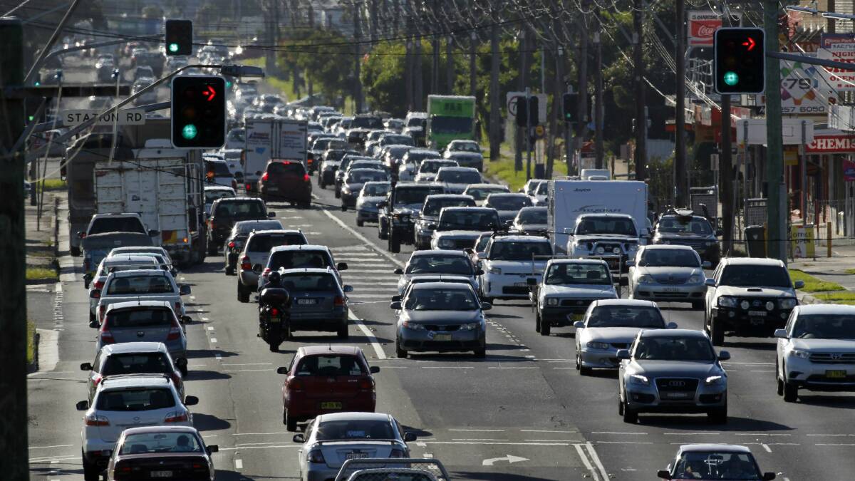 Lines of  traffic build up along the Princes Highway in southern Illawarra as people head south for the long Easter weekend. 