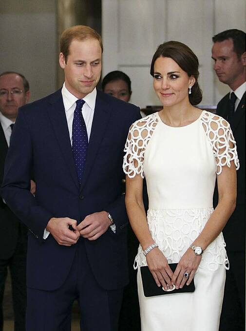Catherine, Duchess of Cambridge and Prince William, Duke of Cambridge, attend a reception given by the Governor-General and Lady Cosgrove at Government House. Picture: REUTERS