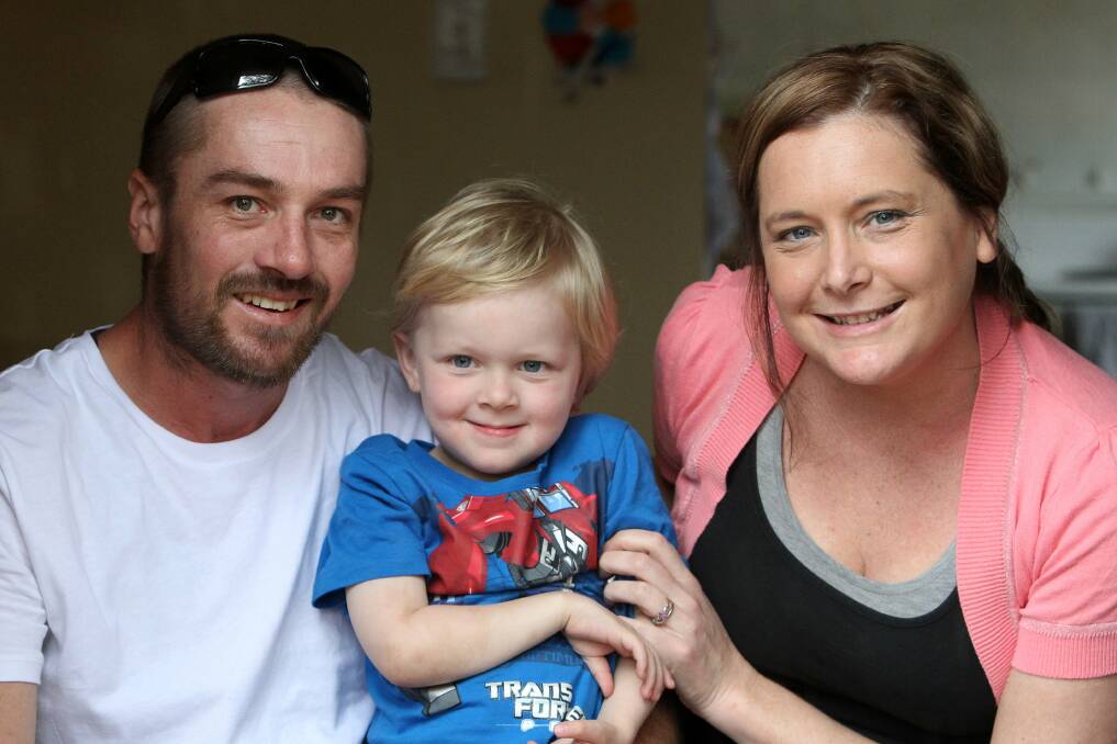 Samantha Lawrie and Corey Redman with their son Callan Lawrie-Redman who suffers from severe allergies. Picture: GREG TOTMAN