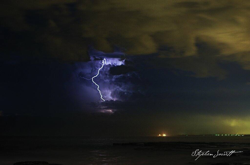 The Sunday night lightning show from Austinmer Beach. Picture: stephenjarrettphotography.com