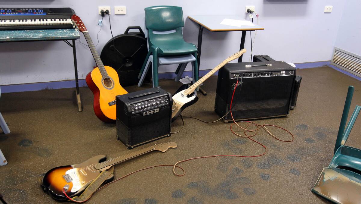Mud entered the music room at Bulli High School. Picture: KIRK GILMOUR