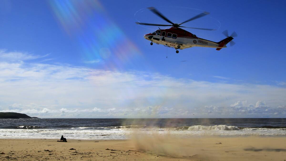 The injured surfer was airlifted to Wollongong Hospital.