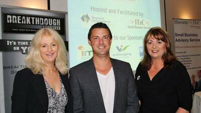 Lee Cooper, Steven Dixon and Virginia Wren at a recent Wollongong Small Business Club. Picture by Greg Ellis.

