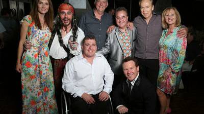 Jennifer Gray, Scott Radburn, Robert Specogna, Rikki Organ, Graham Wilson and Lizzie Taylor, back row, with Mick On Wheels and Trent Bowater, front, during a tribute to Rikki Organ in Ocotber 2014. Picture: GREG ELLIS 